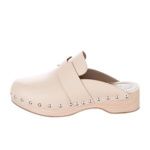 Hermes cayla leather mules neutral wooden bottom size 7